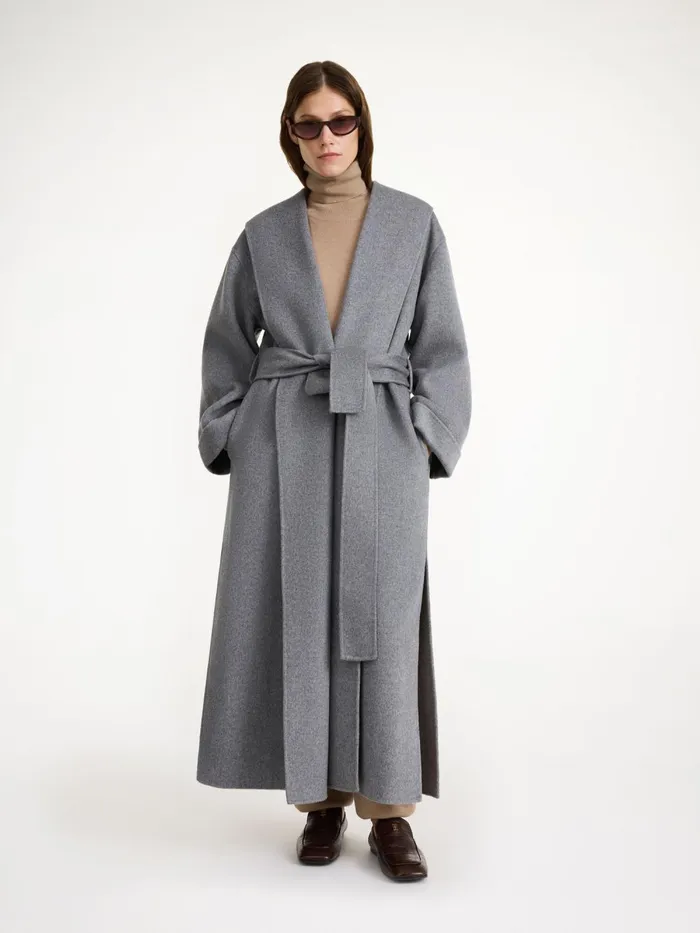 Coats and Jackets Women By Malene Birger Trullem Wool Coat Grey Melange