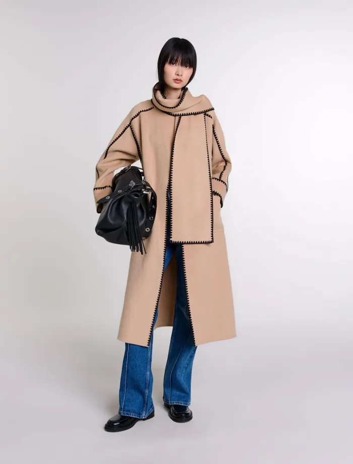 Coats Women Maje TwoTone DoubleFaced Coat Camelblack