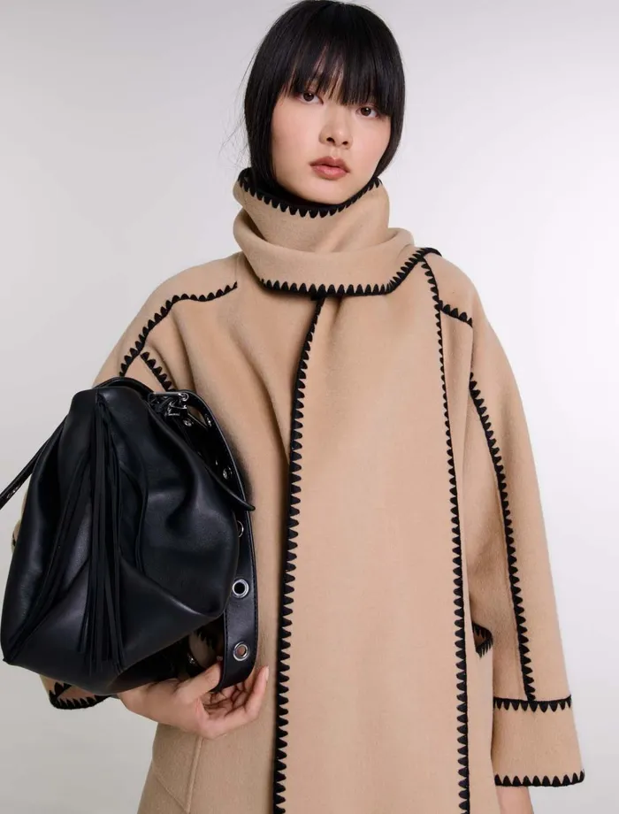 Coats Women Maje TwoTone DoubleFaced Coat Camelblack