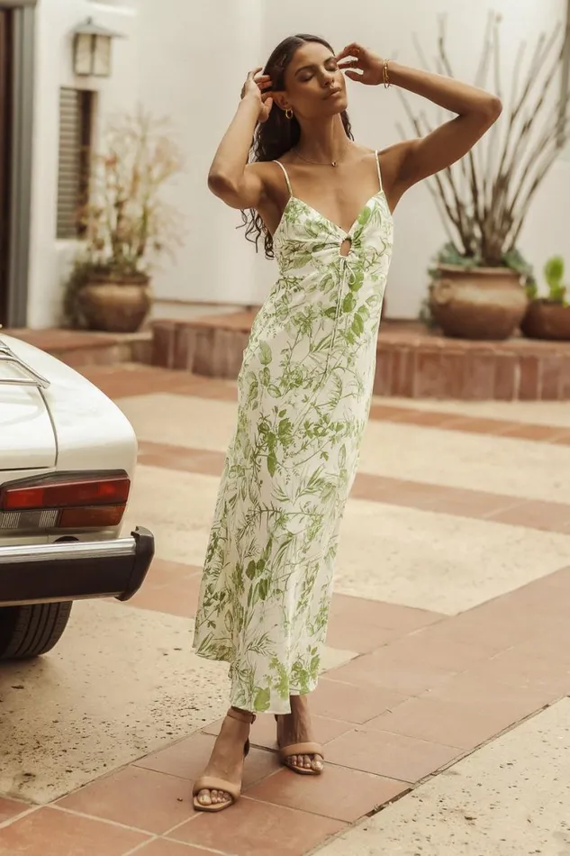 Colleen Midi Dress Green Women Bohme Dresses