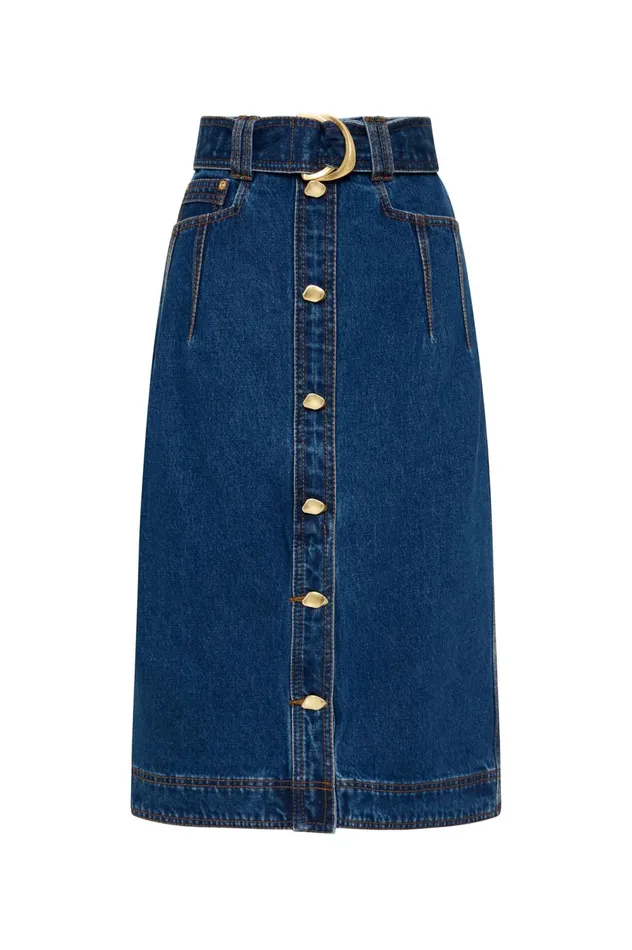 Colorado Denim Midi Skirt Washed Indigo Women Aje Skirts