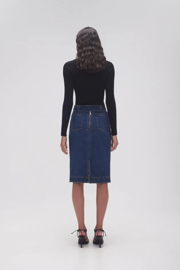 Colorado Denim Midi Skirt Washed Indigo Women Aje Skirts