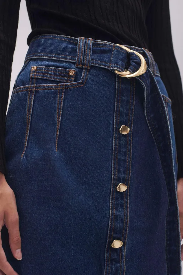 Colorado Denim Midi Skirt Washed Indigo Women Aje Skirts