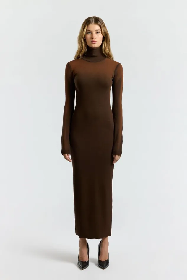 COTTON CITIZEN DRESSES Verona Turtleneck Maxi Dress Chestnut Cast 8211 Women