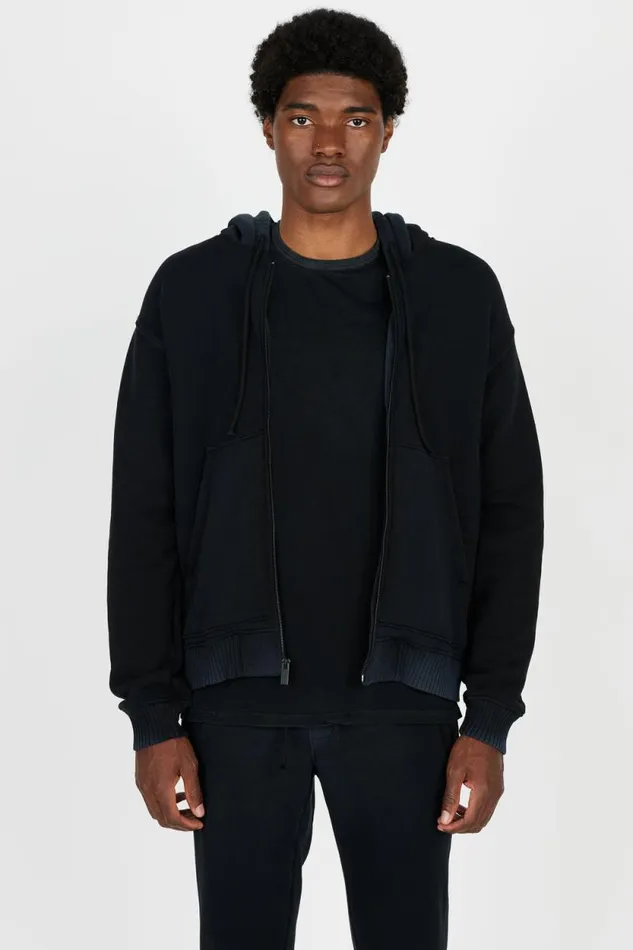 COTTON CITIZEN SWEATSHIRTS Bronx Zip Hoodie Sale Vintage Black 8211 Men