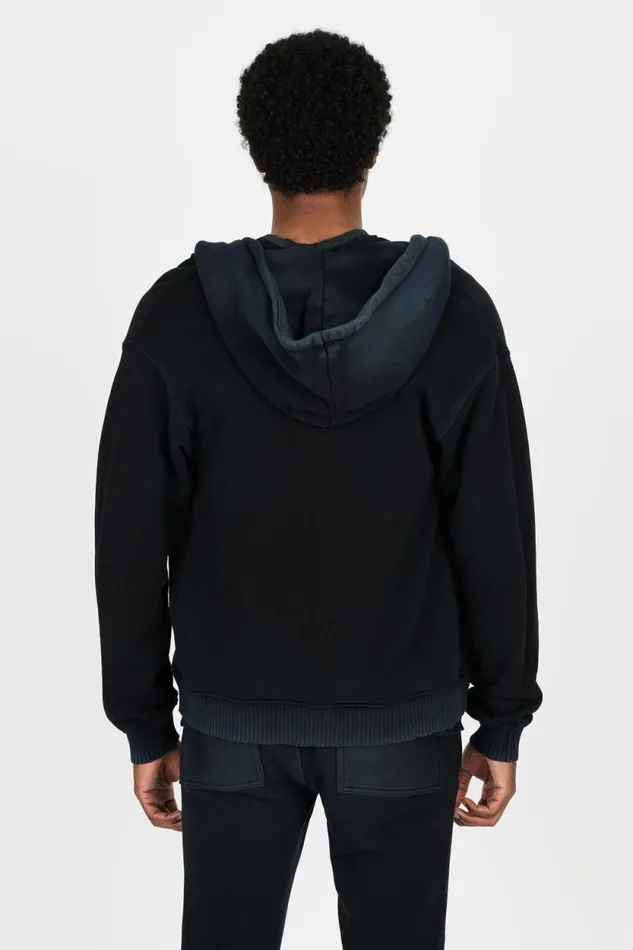 COTTON CITIZEN SWEATSHIRTS Bronx Zip Hoodie Sale Vintage Black 8211 Men