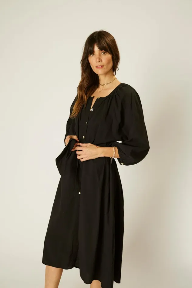 Coverups Shop Natalie Martin ALEX MIDI Black Flat Cotton