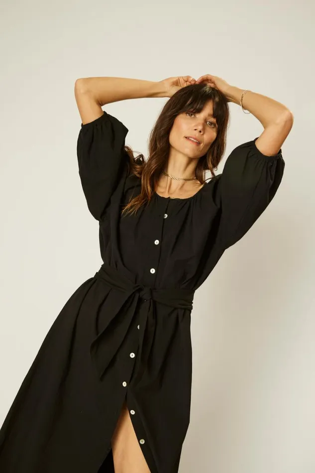 Coverups Shop Natalie Martin ALEX MIDI Black Flat Cotton