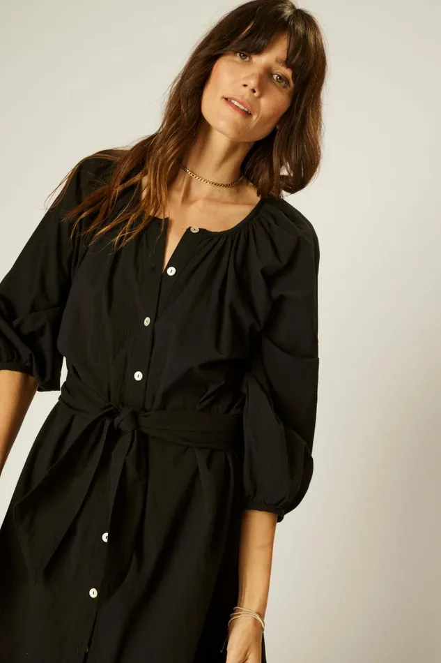 Coverups Shop Natalie Martin ALEX MIDI Black Flat Cotton