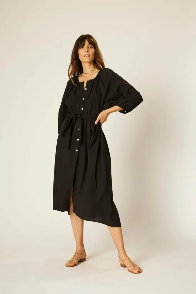 Coverups Shop Natalie Martin ALEX MIDI Black Flat Cotton