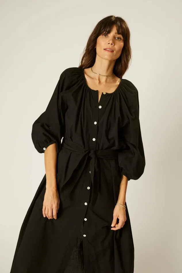 Coverups Shop Natalie Martin ALEX MIDI Black Flat Cotton
