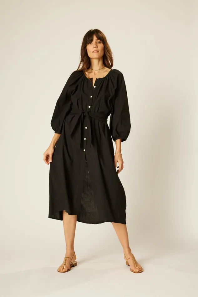 Coverups Shop Natalie Martin ALEX MIDI Black Flat Cotton