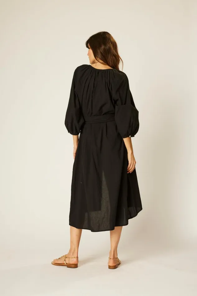 Coverups Shop Natalie Martin ALEX MIDI Black Flat Cotton