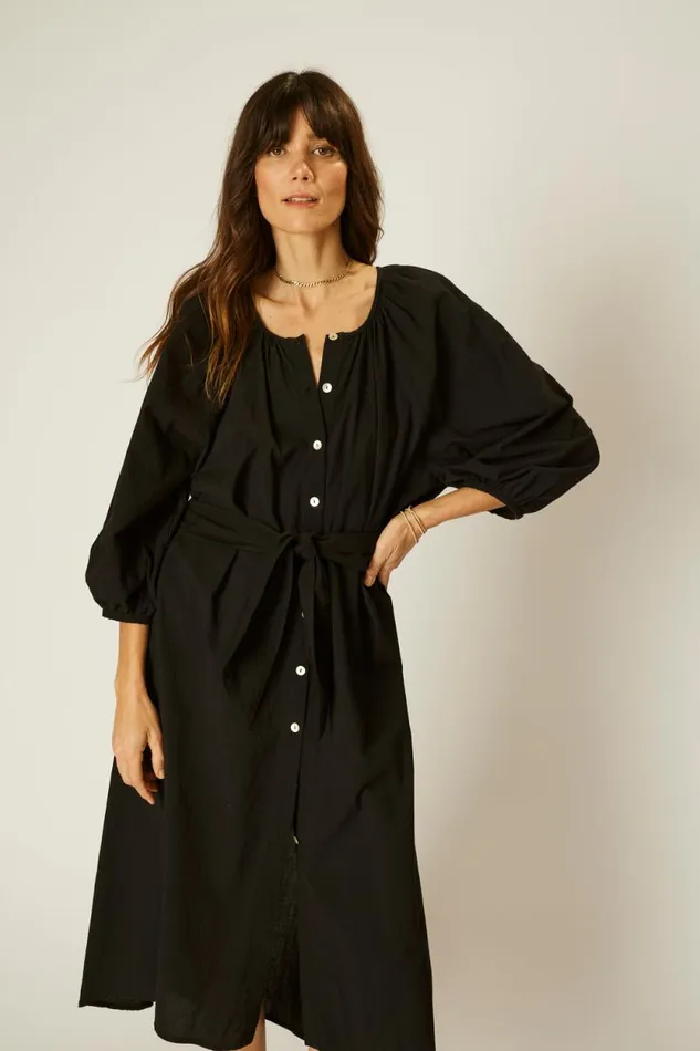 Coverups Shop Natalie Martin ALEX MIDI Black Flat Cotton