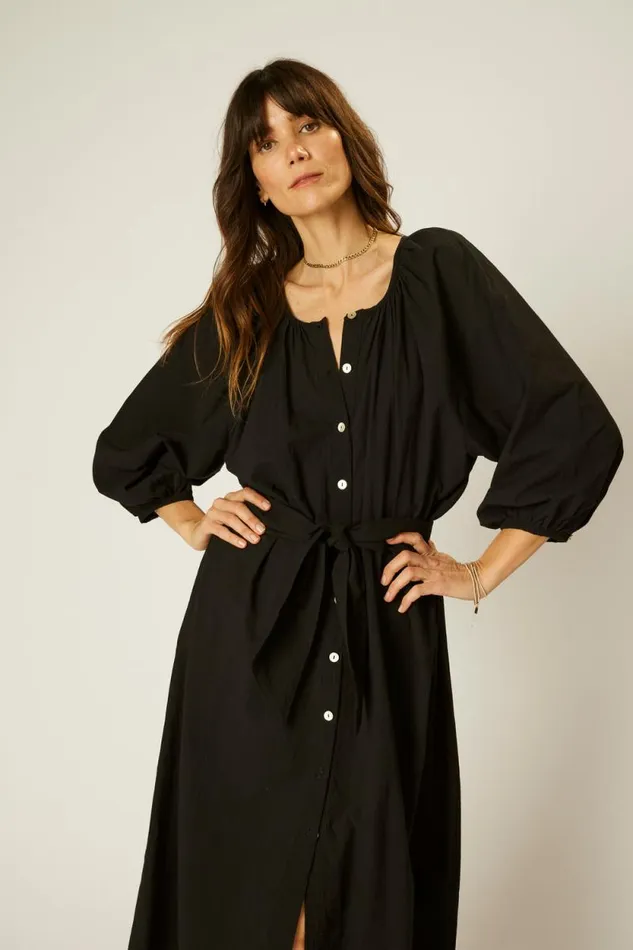 Coverups Shop Natalie Martin ALEX MIDI Black Flat Cotton