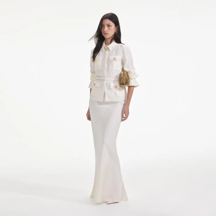 Cream Linen Maxi Dress Women Self Portrait Dresses Cream Linen Maxi Dress Women Self Portrait Dresses