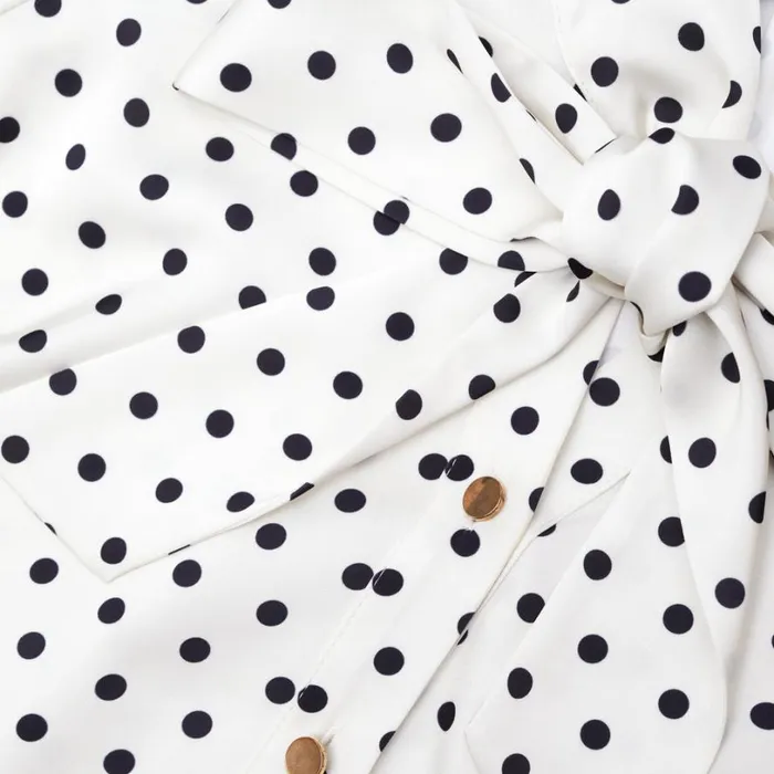 Cream Polka Dot Satin Blouse Women Self Portrait Tops Cream Polka Dot Satin Blouse Women Self Portrait Tops