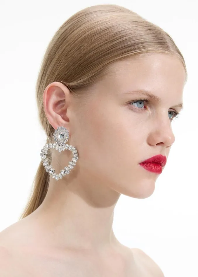 Crystal Heart Earrings Women Self Portrait Jewellery Crystal Heart Earrings Women Self Portrait Jewellery