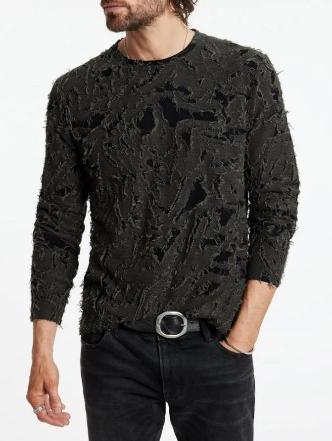 CYRUS CREWNECK Deep Olive Clothing John Varvatos Sweaters