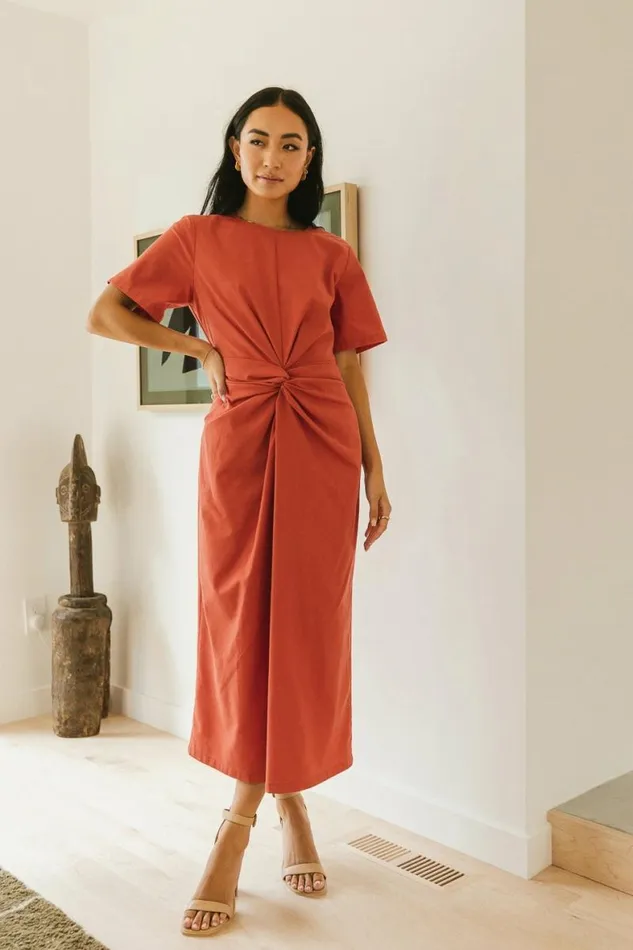 Dakota Midi Dress In Red Red Women Bohme Dresses