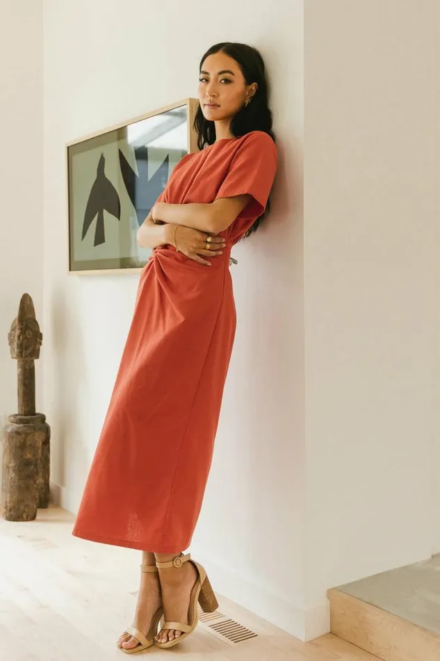 Dakota Midi Dress In Red Red Women Bohme Dresses
