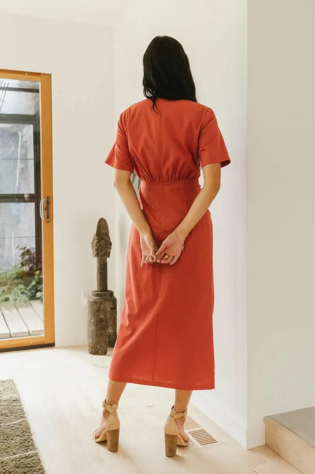 Dakota Midi Dress In Red Red Women Bohme Dresses