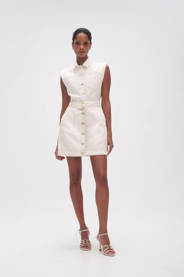 Darcie Denim Mini Dress White Women Aje Mini Dresses