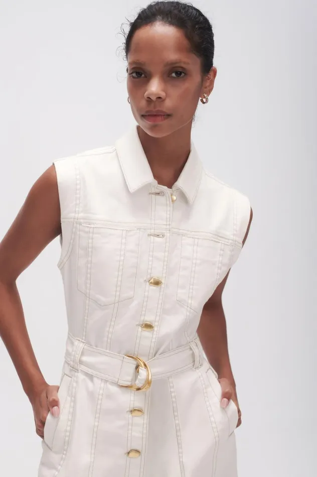 Darcie Denim Mini Dress White Women Aje Mini Dresses