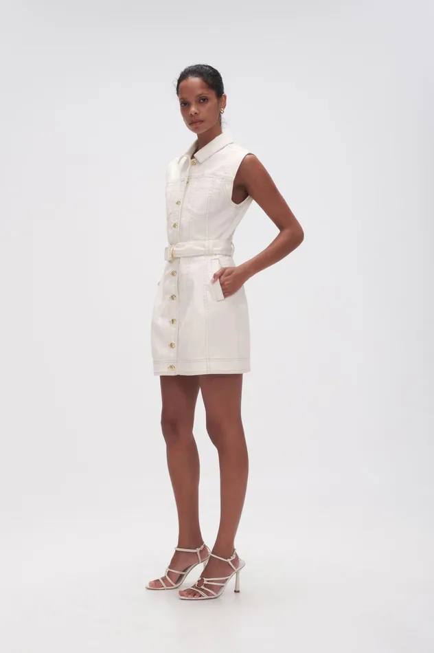 Darcie Denim Mini Dress White Women Aje Mini Dresses