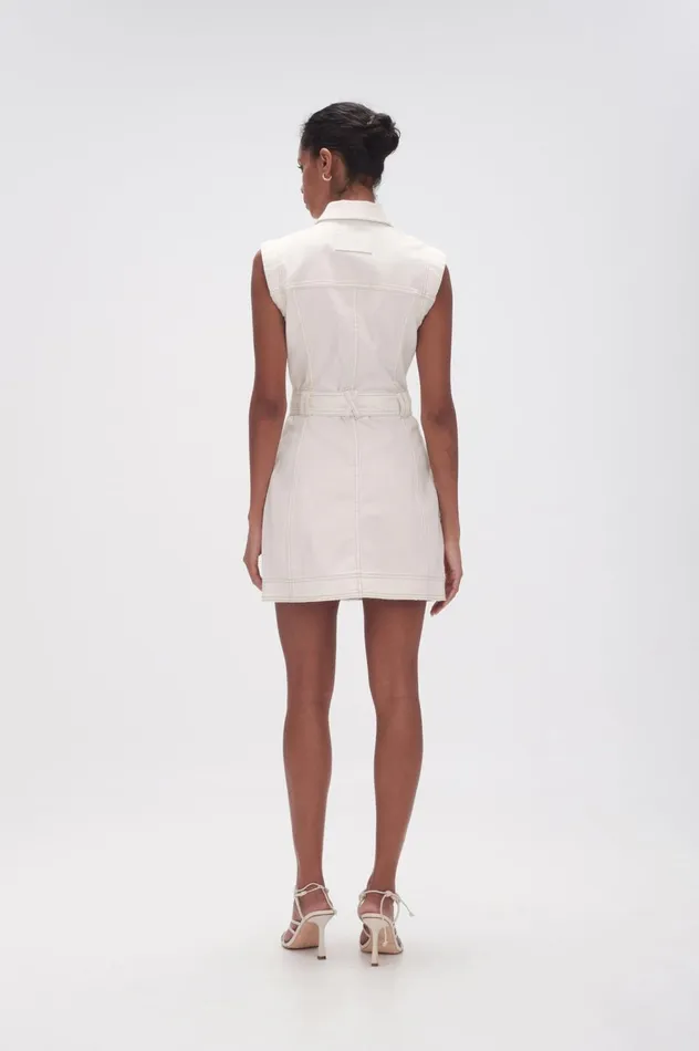 Darcie Denim Mini Dress White Women Aje Mini Dresses