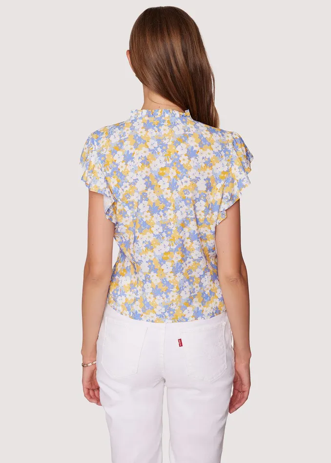 Dazzling Bloom Ruffle Blouse Lightbluefloral Women Lost Wander Tops
