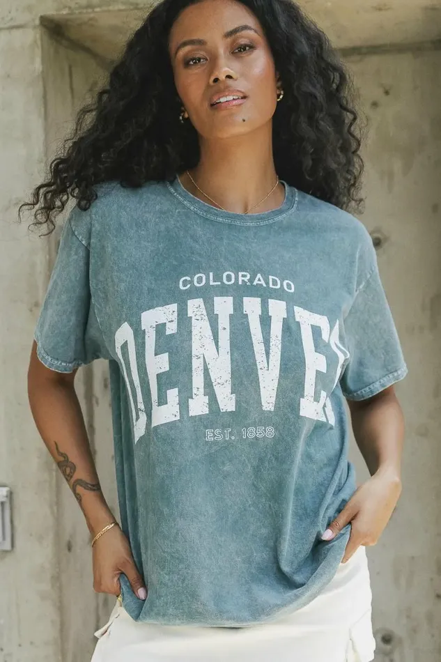 Denver Colorado Graphic Tee Green Women Bohme Tees and Tanks