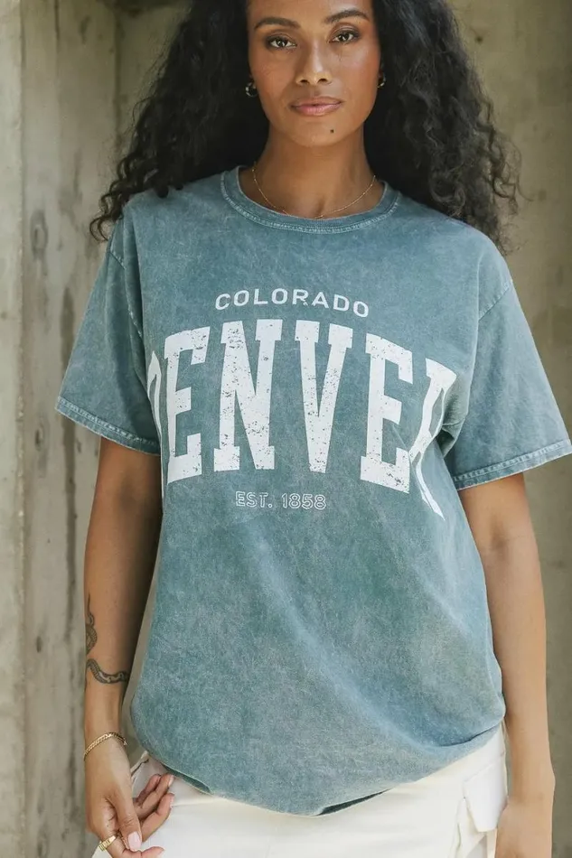 Denver Colorado Graphic Tee Green Women Bohme Tees and Tanks