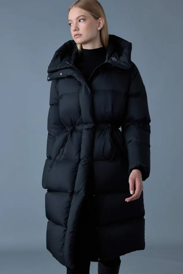 Downs and Jackets Women Mackage ISHANISW Softwash Long Down Coat With Hood Black Downs and Jackets Women Mackage ISHANISW Softwash Long Down Coat With Hood Black