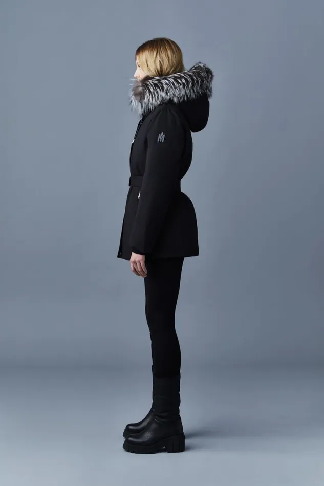 Downs and Jackets Women Mackage JENI 2in1 Down Parka With Removable Bib And Silver Fox Fur Black