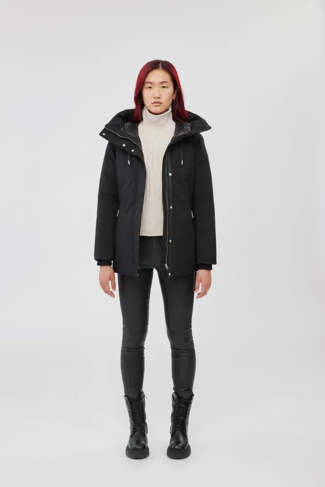 Downs and Jackets Women Mackage JENI 2in1 Down Parka With Removable Bib And Silver Fox Fur Black