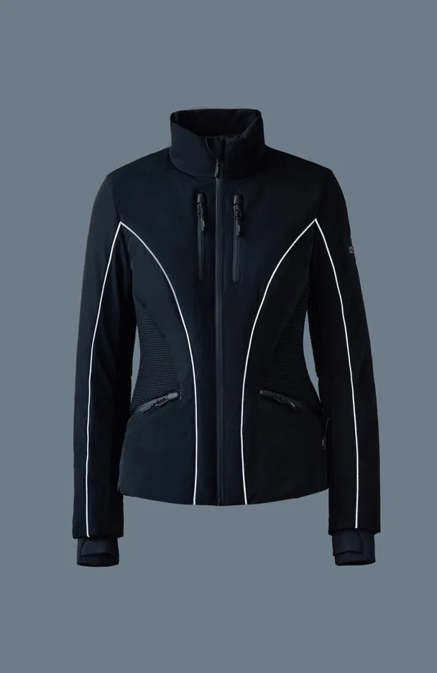 Downs and Jackets Women Mackage SANDRA Smocked Detailed Technical Ski Jacket Black