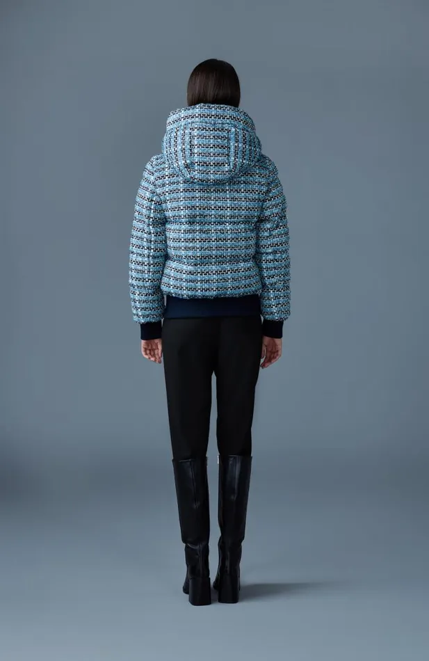Downs and Jackets Women Mackage SHIRLEYTW Mix Media Tweed Quilted Down Jacket Sky Blue Multi Downs and Jackets Women Mackage SHIRLEYTW Mix Media Tweed Quilted Down Jacket Sky Blue Multi