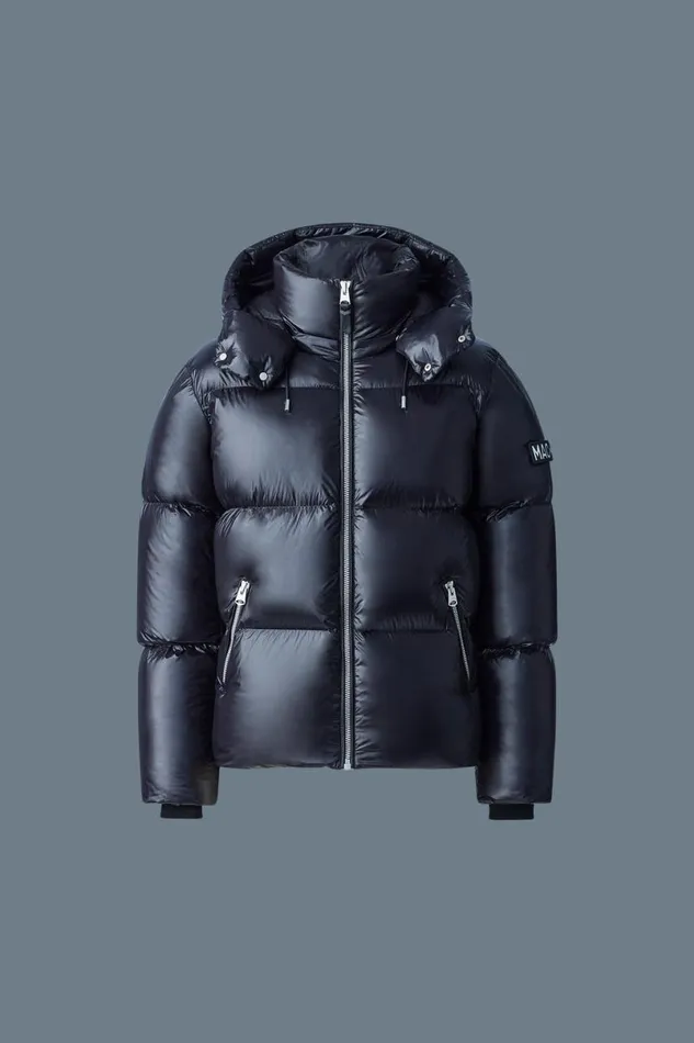 Downs and Parkas Men Mackage KENTZ Lustrous Down Jacket With Hood Sapphire