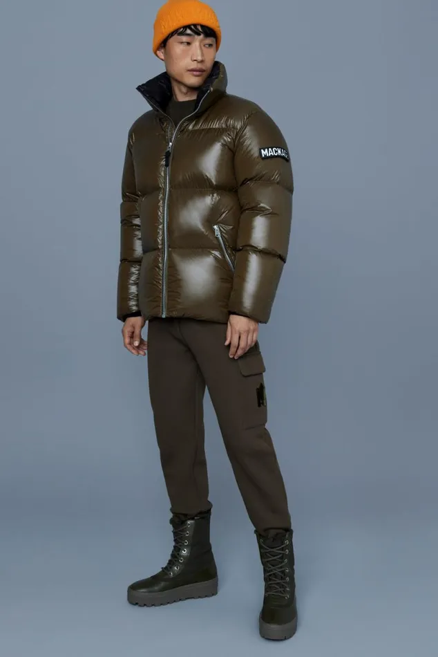 Downs and Parkas Men Mackage KENTZ Lustrous Down Jacket With Hood Sapphire