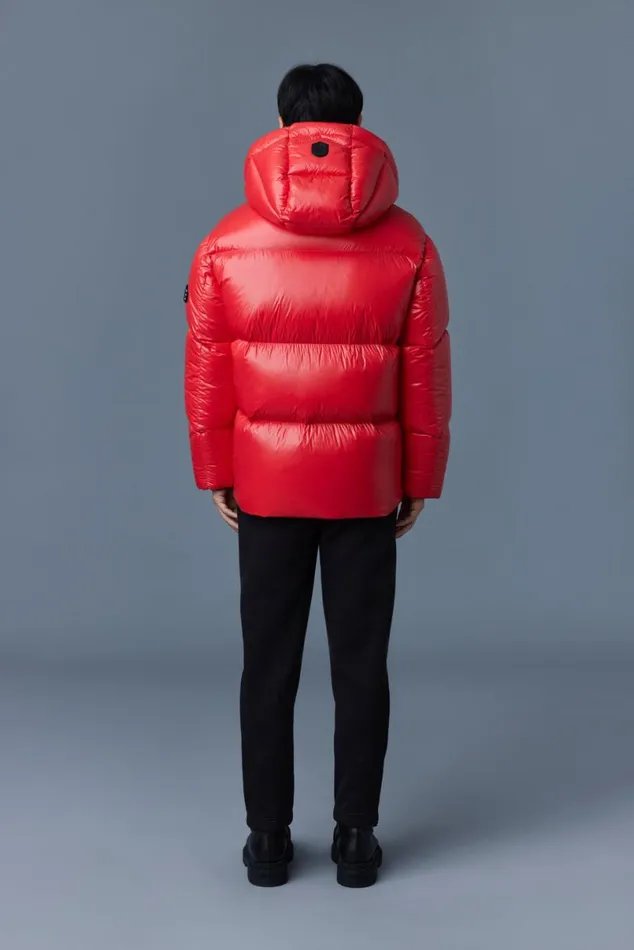 Downs and Parkas Men Mackage KENTZ Lustrous Down Jacket With Hood Sapphire