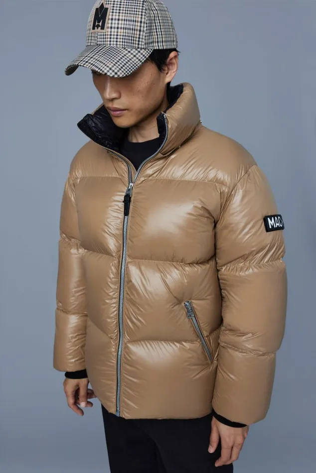 Downs and Parkas Men Mackage KENTZ Lustrous Down Jacket With Hood Sapphire