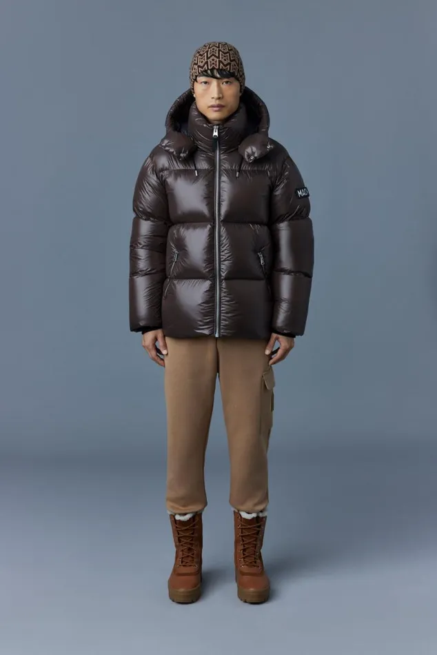 Downs and Parkas Men Mackage KENTZ Lustrous Down Jacket With Hood Sapphire