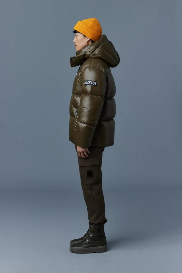 Downs and Parkas Men Mackage KENTZ Lustrous Down Jacket With Hood Sapphire