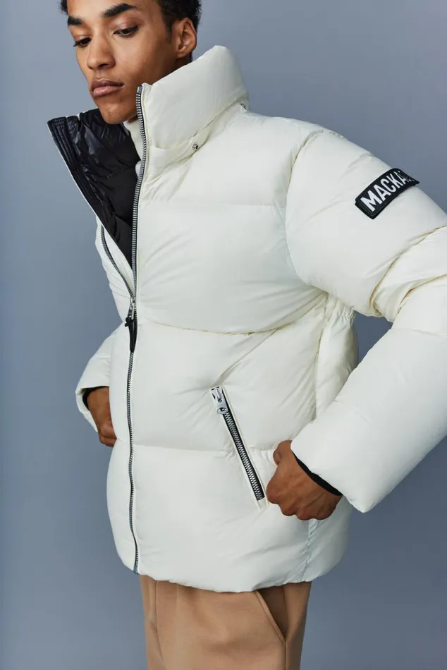Downs and Parkas Men Mackage KENTZ Lustrous Down Jacket With Hood Sapphire