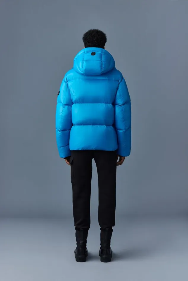 Downs and Parkas Men Mackage KENTZ Lustrous Down Jacket With Hood Sapphire