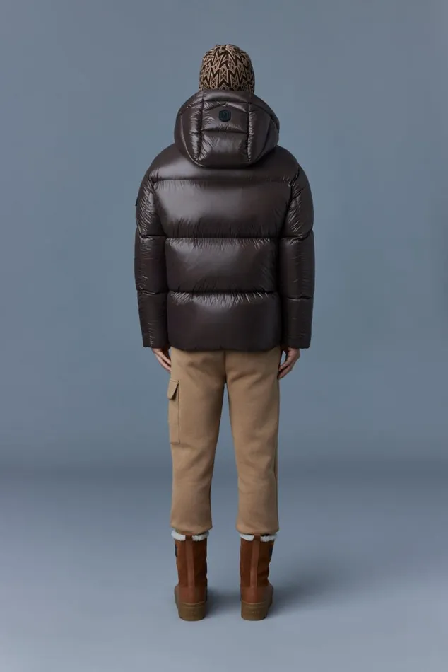 Downs and Parkas Men Mackage KENTZ Lustrous Down Jacket With Hood Sapphire