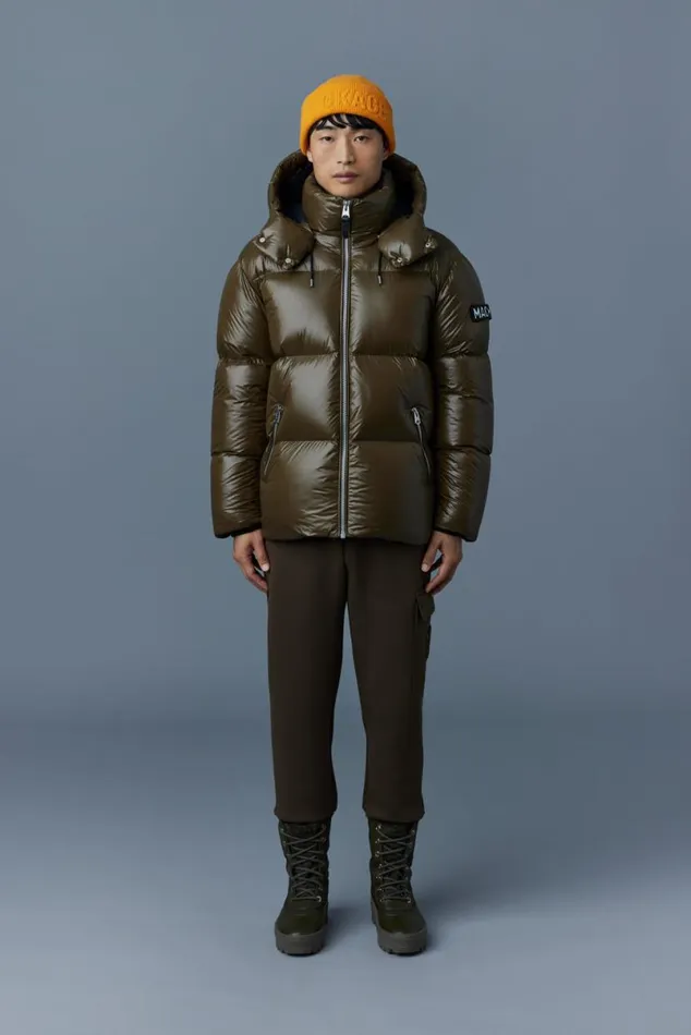 Downs and Parkas Men Mackage KENTZ Lustrous Down Jacket With Hood Sapphire