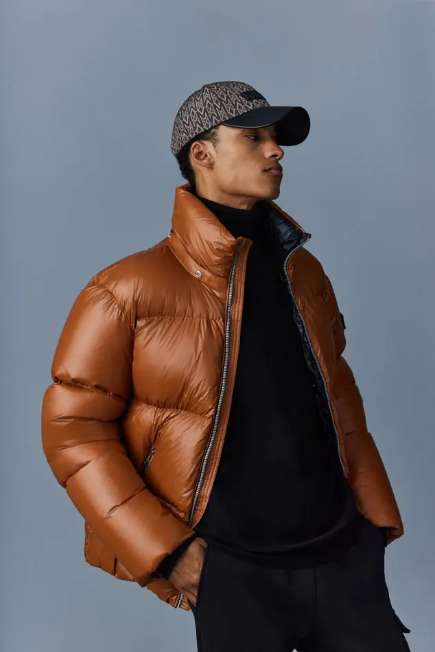 Downs and Parkas Men Mackage KENTZ Lustrous Down Jacket With Hood Sapphire