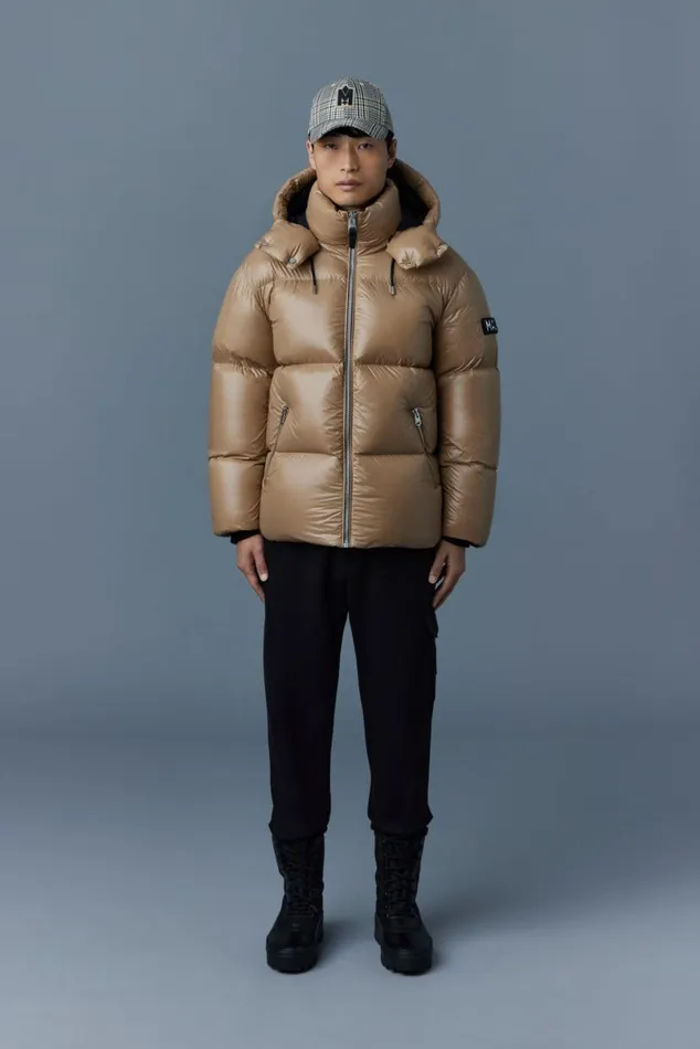 Downs and Parkas Men Mackage KENTZ Lustrous Down Jacket With Hood Sapphire